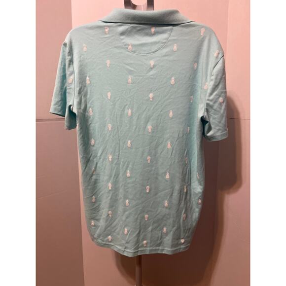 Tackle & Tides Men’s Aqua Blue Pineapple Print Polo Shirt Size M - Picture 2 of 9
